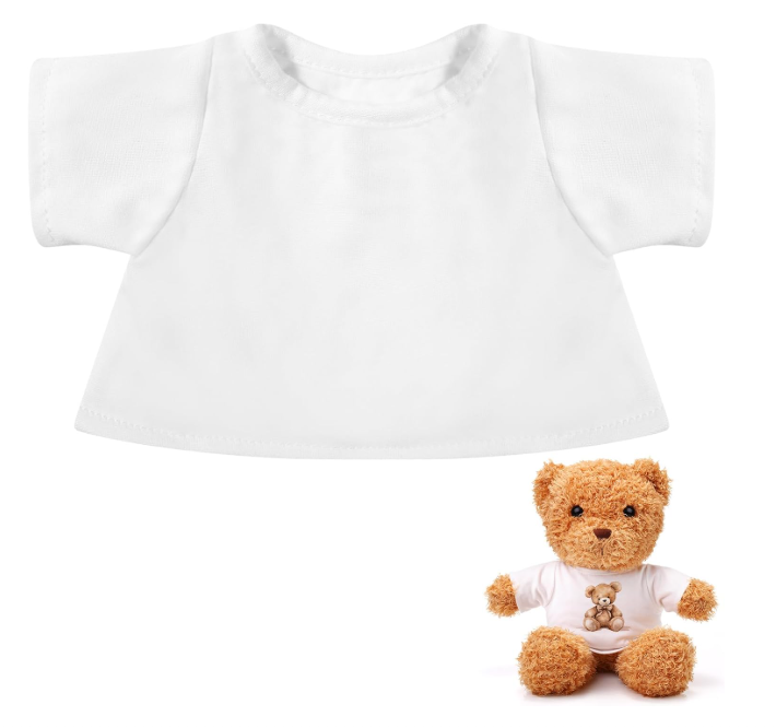 Sublimation Stuffed Bear Clothes Shirt Fit 8-12 Inch Plush Animal Tiny Blank Stuffed Animal Tshirt