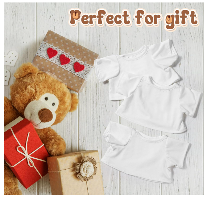 Sublimation Stuffed Bear Clothes Shirt Fit 8-12 Inch Plush Animal Tiny Blank Stuffed Animal Tshirt