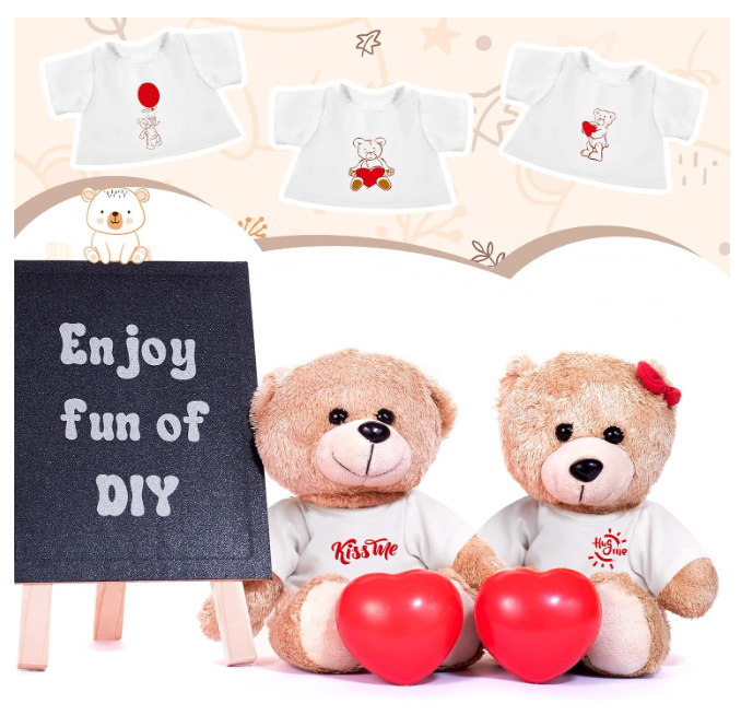Sublimation Stuffed Bear Clothes Shirt Fit 8-12 Inch Plush Animal Tiny Blank Stuffed Animal Tshirt