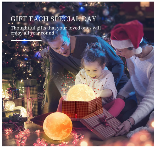 Moon Lamp 5.9inch15cm Moon Night Light Upgraded 16-Colour Adjustment, Wooden Stand,