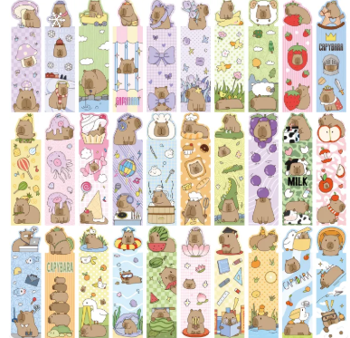 30Pcs Capybara Bookmarks Durable Paper Cute Office Supplies for Book Lovers Daily Reading Bookmarks