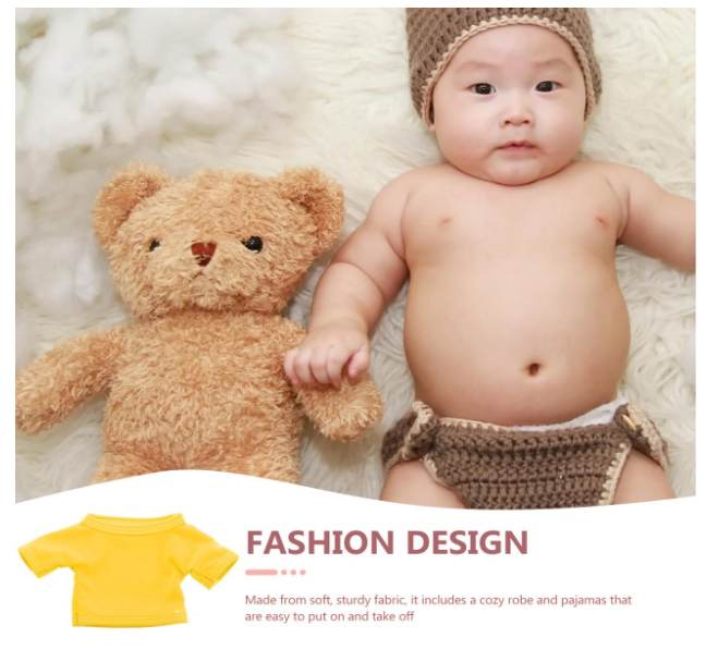 Minimalist Design Bear Doll Shirt Decorative Boys and Girls Accessory Unique Fashion Choice