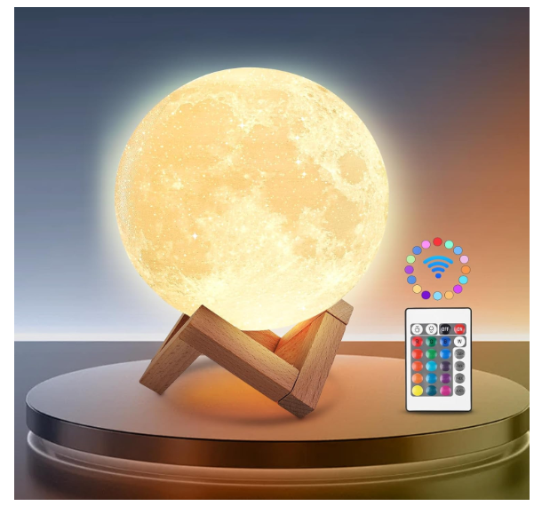 Moon Lamp 5.9inch15cm Moon Night Light Upgraded 16-Colour Adjustment, Wooden Stand,