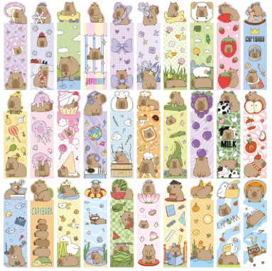 30Pcs Capybara Bookmarks Durable Paper Cute Office Supplies for Book Lovers Daily Reading Bookmarks