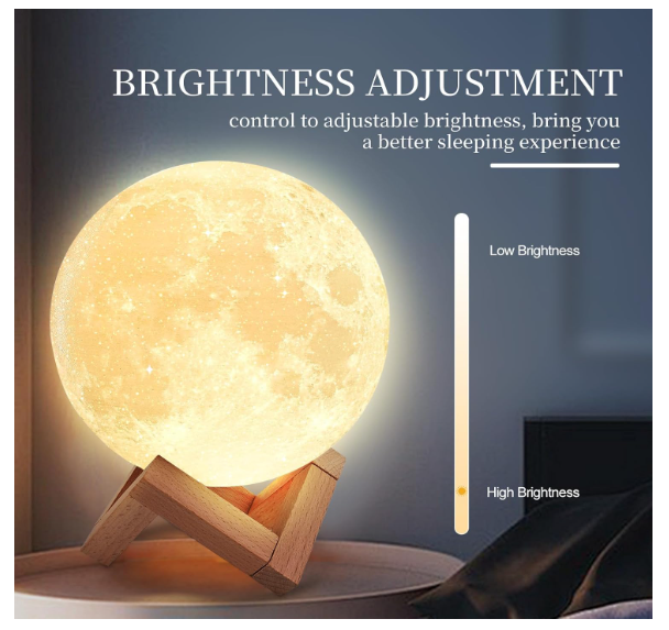 Moon Lamp 5.9inch15cm Moon Night Light Upgraded 16-Colour Adjustment, Wooden Stand,